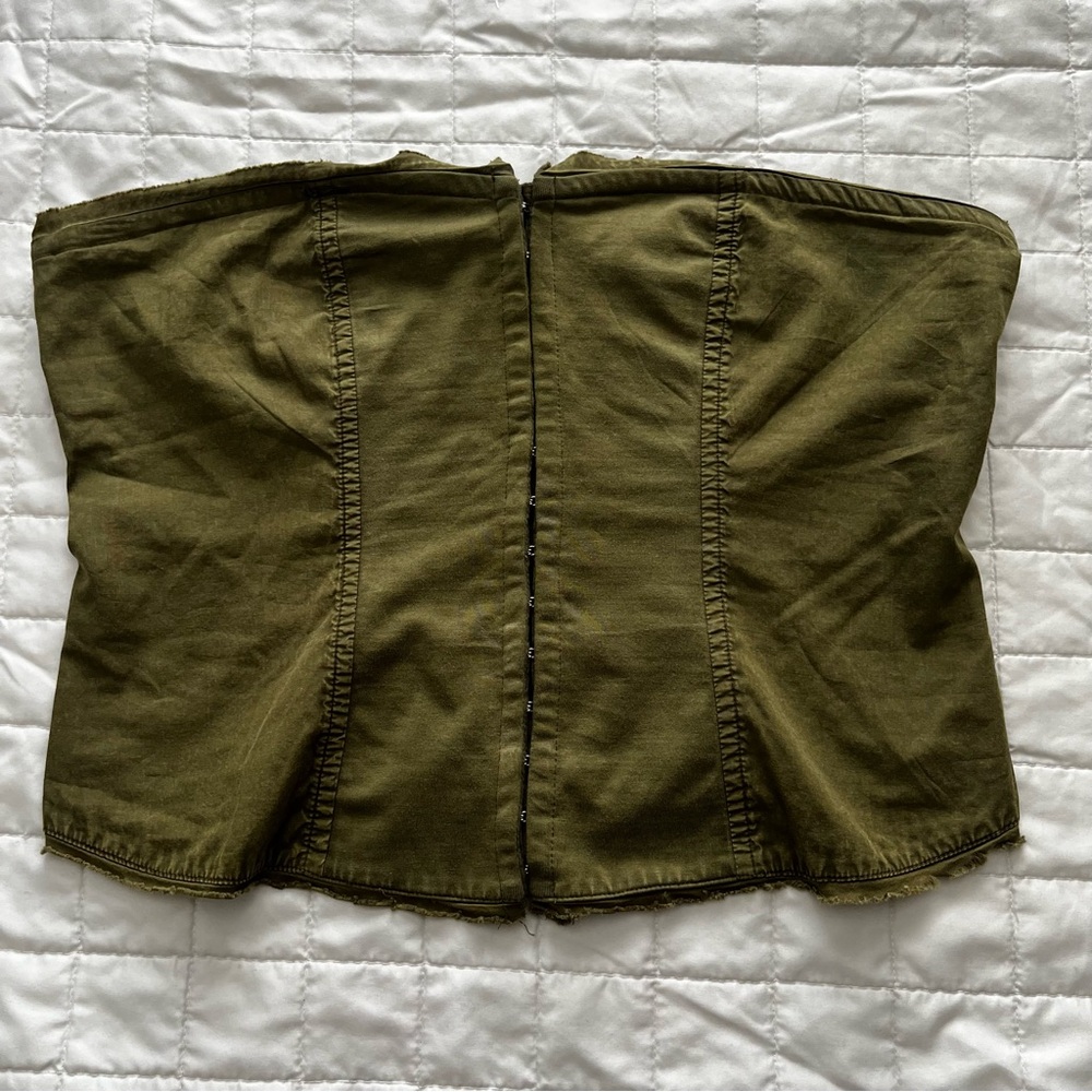Free People Just A Minute Tube Top Green Corset Sleeveless Woman’s Sz L